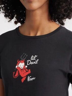 Kewpie Lil' Devil Graphic Tee 100% Cotton - Black Size L